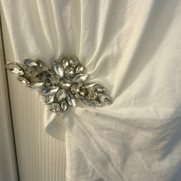 Express White Asymmetrical Rhinestone Tee | Size L | NWT - Picture 3 of 6
